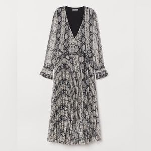 H&M Snakeskin Pleated Wrap Dress